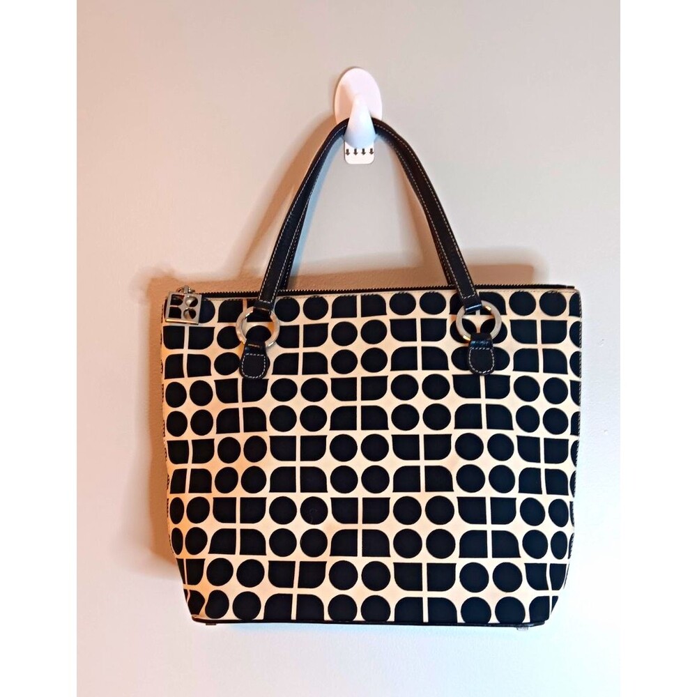 Kate Spade New York Tote Bag Geometric Black/Ivory Zip Lined Inner Pockets